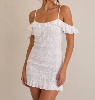 Lost + Wander Off Shoulder Textured Dress In White