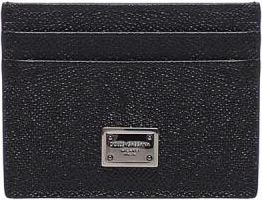 Dolce & Gabbana Kalfsleren Kaarthouder - Heren - Portefeuilles - Zwart - ONE Size - Leer - Accessoires