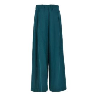 Dries Van Noten Pila Wool Blend Trousers - female - Dries Van Noten - Wide Trousers - Green - XS - Trousers