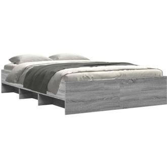 vidaXL Bed Frame without Mattress Grey Sonoma 140x200 cm Engineered Wood Vidaxl