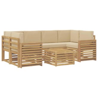 vidaXL Conjunto De Sof&aacute;s De Exterior 7 Uds. Y Beige Poli&eacute;ster Vidaxl