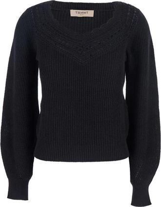 Twinset Zwart Sweater Set met Maglia - Dames - Ronde hals truien - Zwart - S - Truien & Vesten