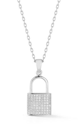 Glaze Jewelry Sterling Silver Pave Padlock Necklace