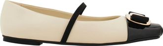 Ferragamo Bicolor New Vara Plate Ballerinas Shoes