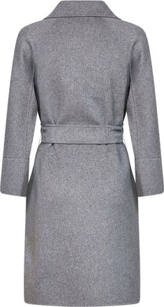 Max Mara Womens Coat Arona Short Belted Melange Grey Virgin Wool