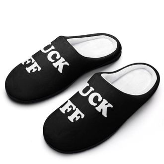 Generic Fuck1 OFF Funny Mens Slippers Cotton Warm House Shoes Memory Foam Sandals Print Size 7-14