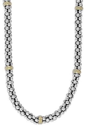 Lagos Two-Tone Caviar Beaded Necklace in Silver/Gold at Nordstrom, Size 16 In