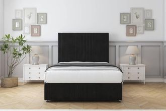 Comfort Beds Royal Plush Divan Set No Drawers-54 Headboard-Footboard in Black | Size: Double