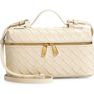 Bottega Veneta Intrecciato Leather Convertible Vanity Case in 9197 Sea Salt-Gold at Nordstrom