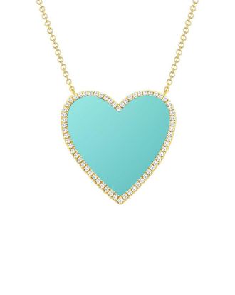 Sabrina Designs 14K 3.30 Ct. Tw. Diamond & Turquoise Heart Necklace