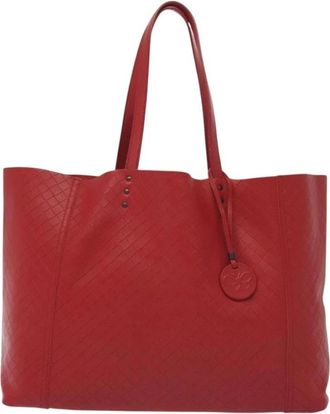 Bottega Veneta Pre-owned Tote Bags, female, Red, Size: ONE SIZE Pre-owned Vintage Woven Leather Tote Bag