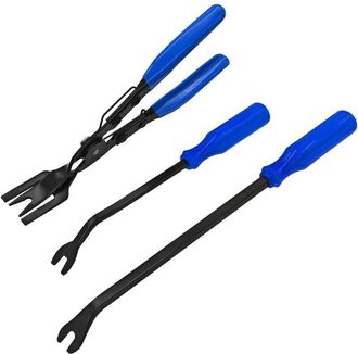OEM Pince A Degrafer - Acero Resistente - Para Desmontaje Garnituras Coche Tablero Puertas - Cabeza 1 A 2 Mm - Mango 14 Cm - Kit 3 Unidades