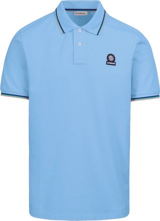 Sandbanks Mens BADGE LOGO TIPPED SLEEVE POLO SHIRT DUSTY BLUE Cotton - Size X-Large