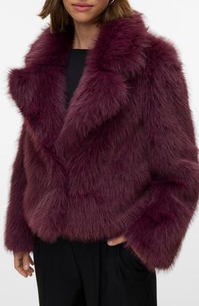 Vero Moda Nora Faux Fur Coat in Winetasting at Nordstrom Rack, Size X-Small