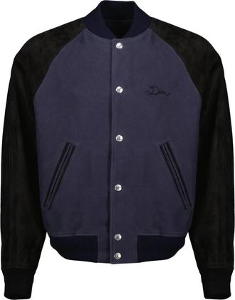 Dior Ribbon Varsity Jacket - Heren - Bomber jackets - Blauw - M - Katoen - Jassen