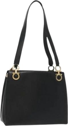 Ferragamo Pre-owned Leren Schoudertas - Dames - Vintage Schoudertas - Zwart - ONE Size - Leer - Vintage