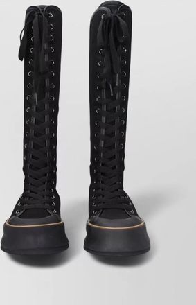 Max Mara canvas lace-up platform boots