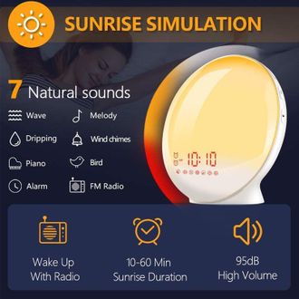 OEM Luz Nocturna Led De 6w Con Simulaci&oacute;n De Amanecer Y Atardecer, L&aacute;mpara De Escritorio Y Despertador Con Luz
