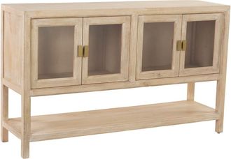 Wanderlust Deco Aparador de madera beige 4 puertas 150x40x90h cm