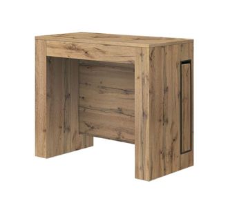 Konte Design Consola de madera extensible, acabado roble r&uacute;stico 90&times;45-90&times;295 cm