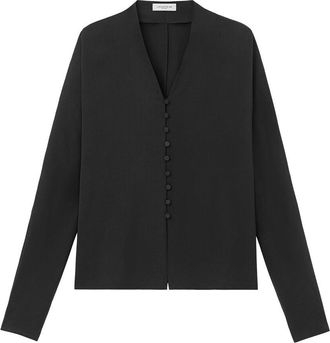 Lafayette 148 New York Plus V-Neck Button Blouse