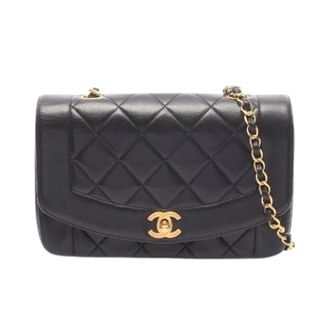 Chanel Pre-owned Matelasse Diana Flap Lambskin Shoulder Bag - Dames - Pre-owned - Zwart - Maat: ONE Size Leer