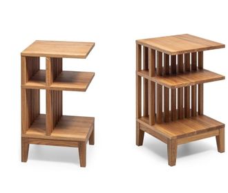 Woodek Set de 2 mesillas de noche de roble macizo y acabado mate