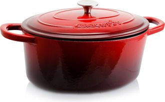 Crock-pot Artisan 7 Quart Oval Enameled Cast Iron Dutch Oven in Scarlet Red