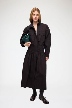 Ganni Black Dress in Cotton - Size 34 Organic