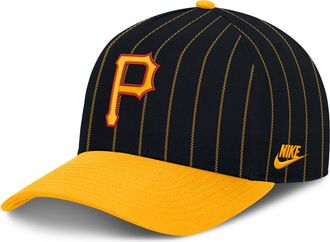 Nike Pittsburgh Pirates Cooperstown Rise Nike Mens MLB A-Frame Adjustable Hat in Black | NB1D087NPBB-JC9