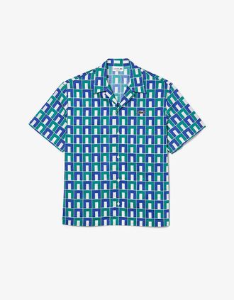 Lacoste Mens Relaxed-Fit Print Shirt - Relaxed-Fit Robert George Print Shirt - Blue - Size: 40/42/Regular