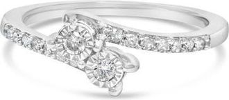 House of Brilliance 10K White Gold 1/4 Ctw Two-Stone Diamond Bypass Engagement Ring at Nordstrom, Size 7