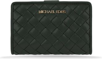 Michael Kors Woven Leather Wallet - Dames - Portefeuilles - Groen - ONE Size - Leer - Accessoires