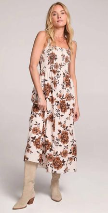 Saltwater Luxe Costa Midi Dress In Neutral-Toned Floral