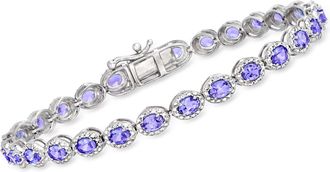 Ross-Simons Tanzanite and. Diamond Tennis Bracelet in Sterling Silver