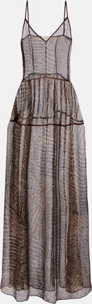 Jacques Wei Abito lungo in seta semitrasparente con stampa