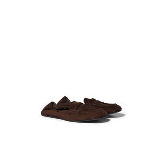 Miu Miu Ruches Suede Loafers, Woman, Dark Brown, Size 35,5