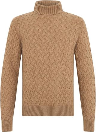Fedeli Trui met hoge hals - Heren - Coltruien - Beige - L - Kasjmier - Truien & Vesten