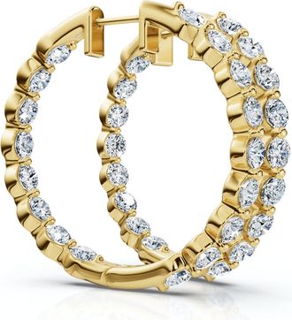 Pompeii3 1 - 5 Ct Single Prong Diamond Hoops 14k Gold Lab Grown Womens Earrings 1.25