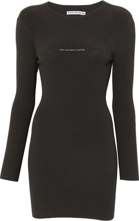 Alexander Wang Textured Logo Long-sleeve Crewneck Dress