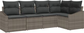 vidaXL Garden Sofa Set 5 pcs Grey Poly rattan Vidaxl