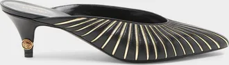 Versace 55MM Metallic Striped Leather Mules