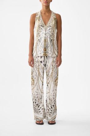 Camilla V-Neck Top With Knot Back in Lady Lionheart at Nordstrom, Size Xx-Small Au