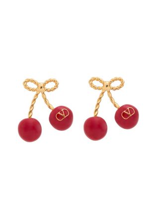 Valentino Garavani Cherryfic Vlogo Drop Earrings - Red - One Size