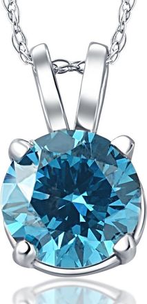 Pompeii3 2ct Blue Diamond Solitaire 14K White Gold Pendant