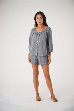 Marea Sophie Top in Navy Gingham at Nordstrom, Size X-Large L