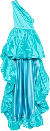 Miau by Clara Rotescu Abito monospalla asimmetrico con ruches - Blu