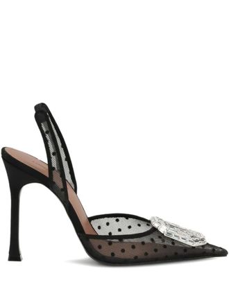 Amina Muaddi 105mm Camelia polka-dot embellished sling-back sandals - Zwart