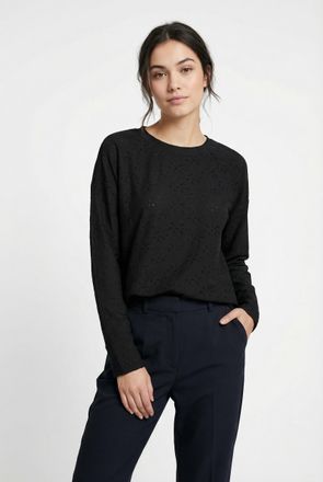 Only Langarmshirt ONLY ONLSMILLA LIFE L/S TOP JRS, Damen, Gr. XL, schwarz, Jersey, Obermaterial: 95% Polyester, 5% Elasthan, unifarben, regular fit Po-bede