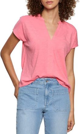 Sanctuary Organic Cotton Blend Split Neck T-Shirt in Bloom Pink at Nordstrom, Size Xx-Large P